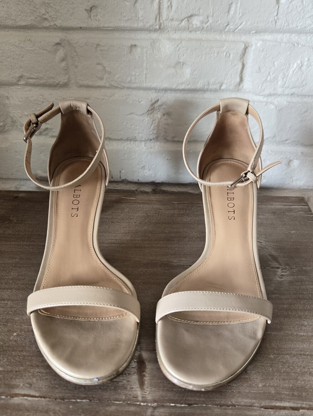 Nude Ankle Strap Kitten Heels By Talbots, 7.5, Party, Wedding